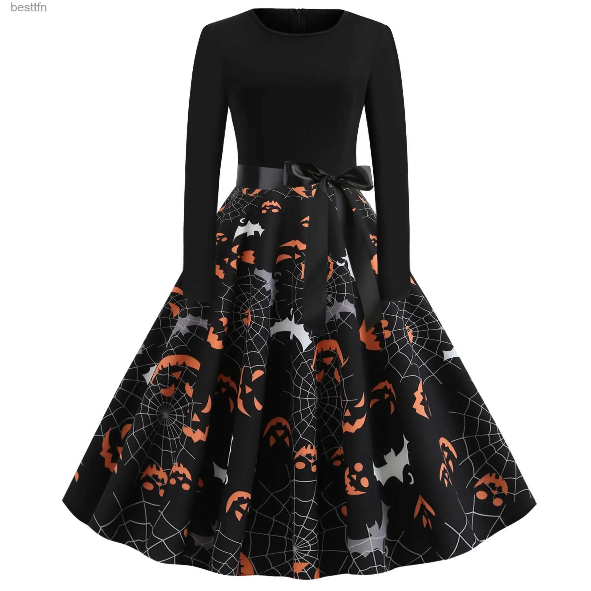 Theme Costume 2023 Autumn Gothic Halloween Comes for Women Vintage Dress Props Print Long Sleeve Scary Cosplay Party Dresses Disfraz jerL231007