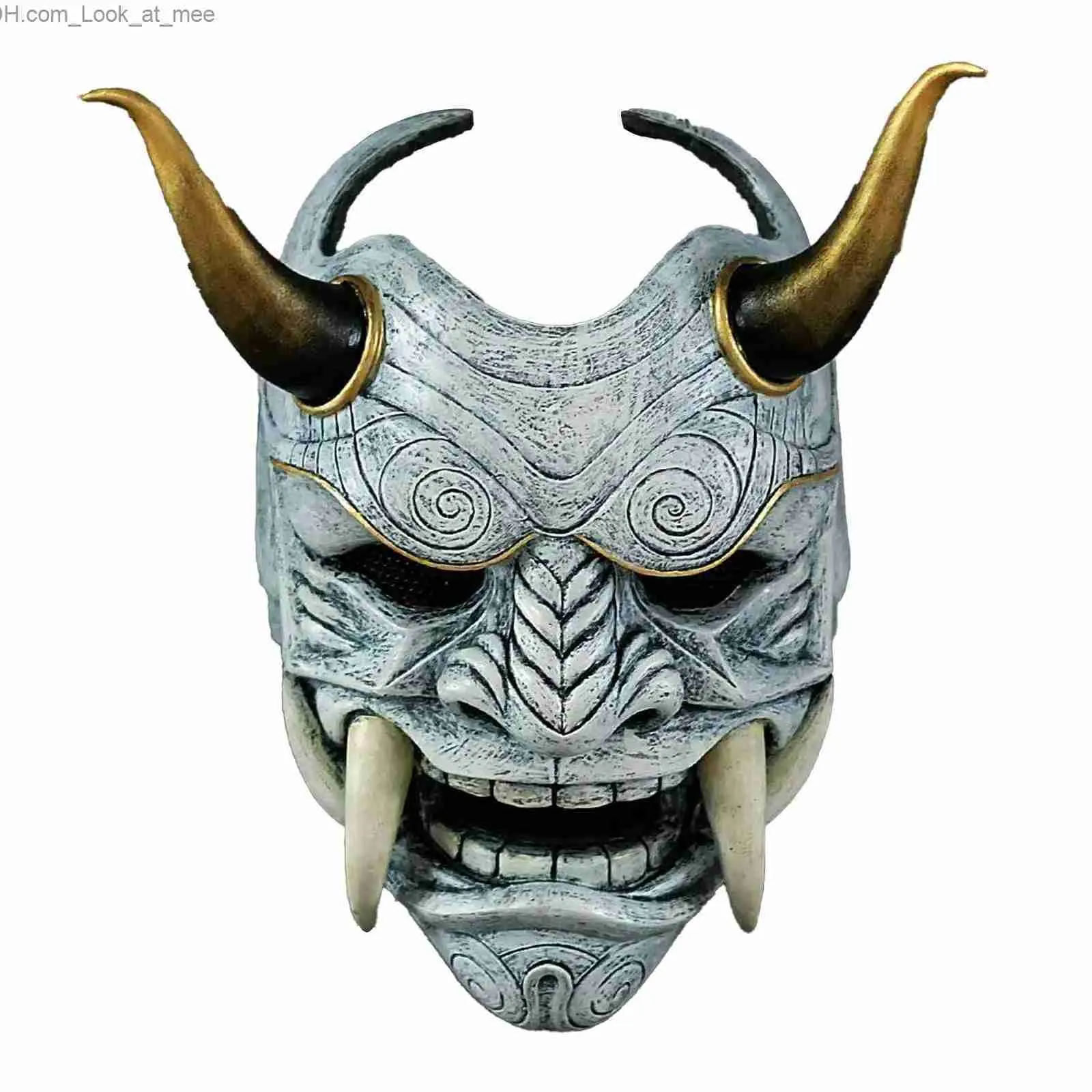 Party Masks Adult Unisex Halloween Face Masks Japanese Hannya Demon Oni Samurai Noh Kabuki Prajna Devil Mask Latex Party Masks Q231007