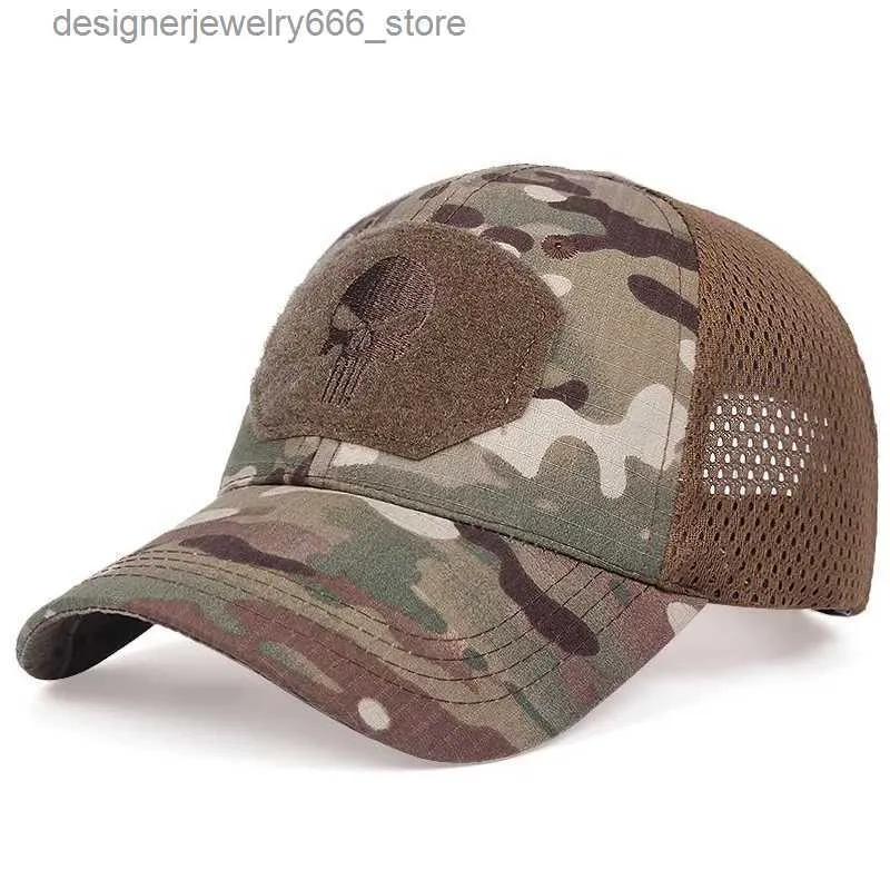 Ball Caps Men's Skull Tactical Baseball Caps for Women Camouflage Military  Breathable Mesh Snapback Caps Mountaineering Trucker Sun Hats Q231009