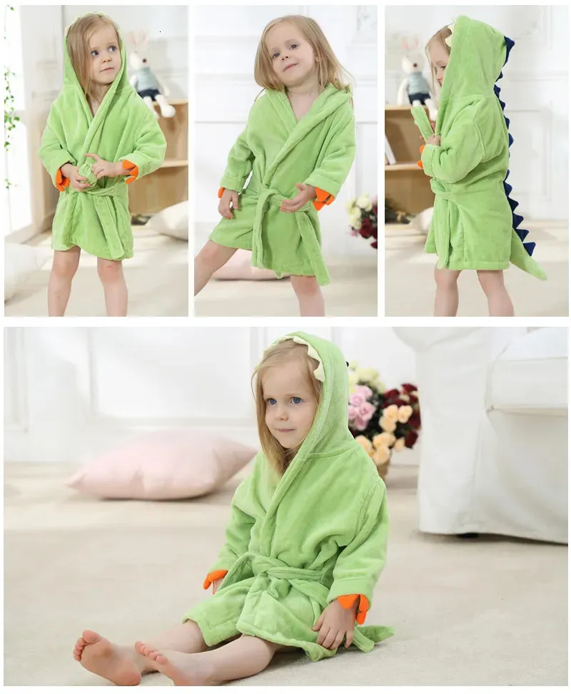 Child Bath Robe Cute Bath Robes: Dinosaur Hooded Towel Bath Robe For Kids Soft Cotton ...