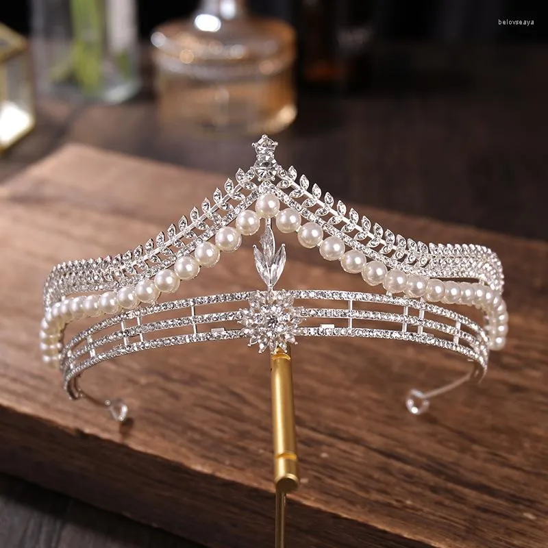 Hair Clips Bridal Crown Simple Beaded Design For Wedding