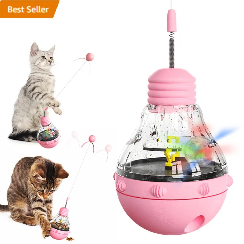 Glowing Light BulbTumbler Cat Treat Dispenser Toys Interactive
