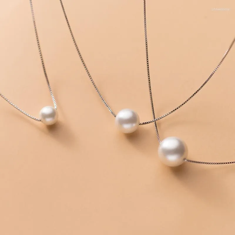 Подвески MloveAcc S925 из стерлингового серебра, одиночные синтетические бусины-ракушки, кулон, ожерелье, цепочка-коробка для женщин, ювелирные изделия для дочки
