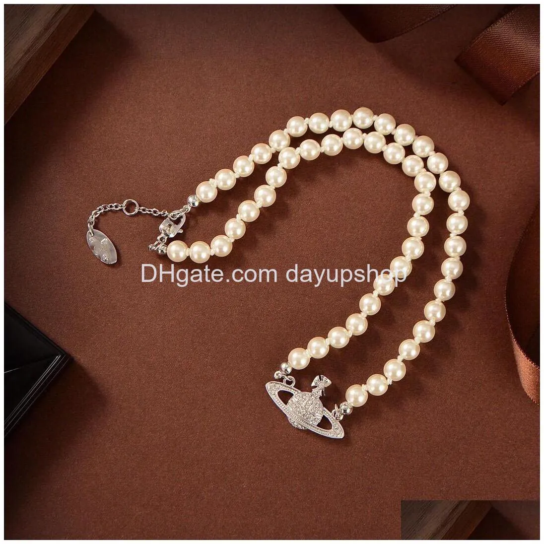 designer pendant necklaces letter vivian chokers luxury women fashion jewelry metal pearl necklace cjeweler westwood yuiyew345as