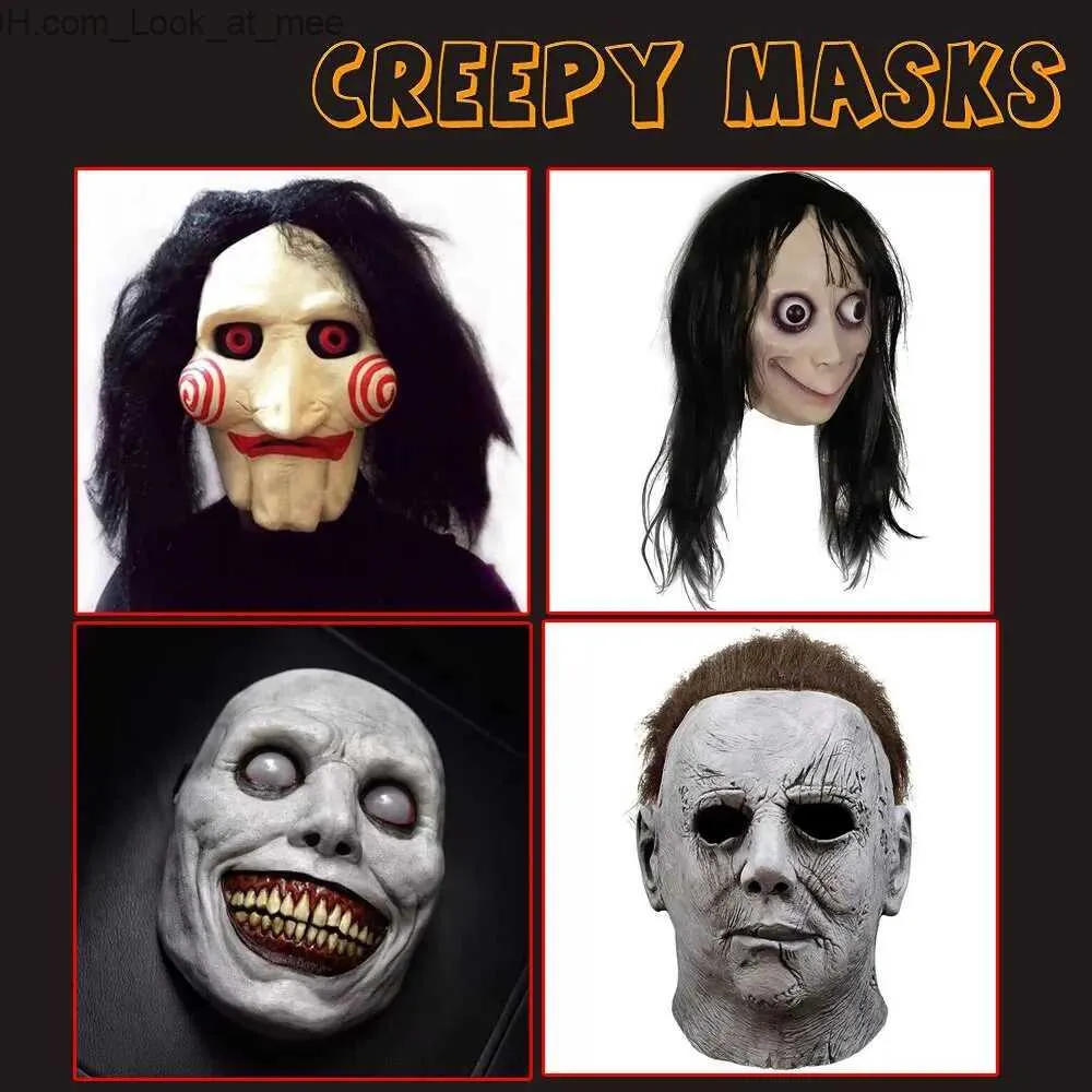 Parti Maskeleri Ürpertici Cadılar Bayramı Maskesi Gülümseyen Şeytanlar Korku Yüzü Kötü Cosplay Props Masquerade Q231009