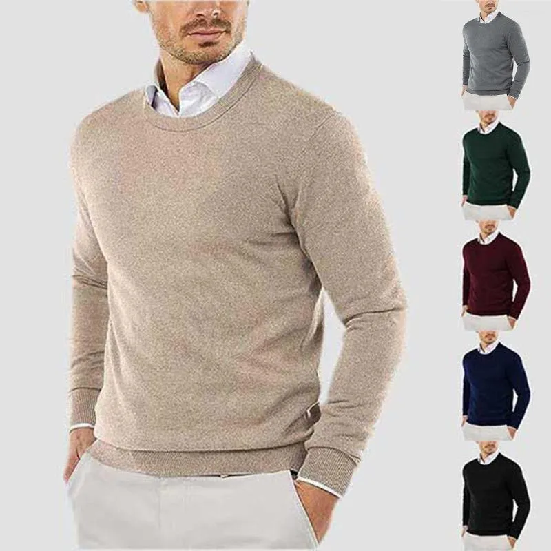 Herrenpullover, Rundhalsausschnitt, Kaschmirpullover für Herren, langärmelig, einfarbig, warm, lässig, Pullover, 2023, Marke, weiches, leichtes Herren-Unterhemd