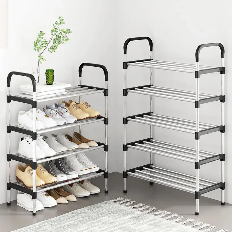 Tier Stainless Steel Shoe Rack Organizer Modern Minimalist Style