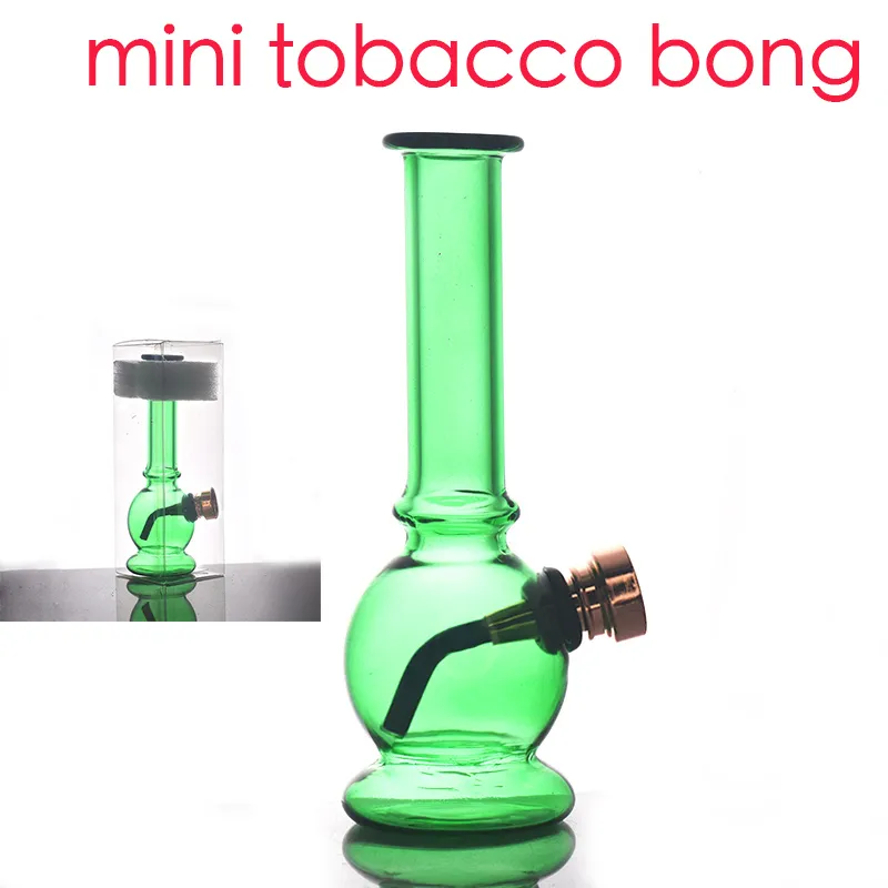 Mini narghilè verde colorato all'ingrosso, bong da viaggio economico in vetro, dab rig, con ciotola per fumare tabacco in metallo, regalo di Natale