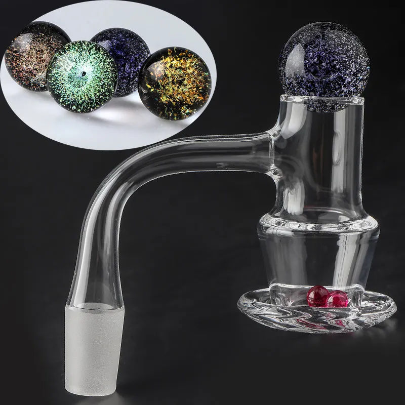 Wishing Well Full Weld Quarzo Blender Banger Chiodi con bordi smussati con tappo in vetro dicronico 2 pezzi 6mm Perle di rubino per Dab Rigs Tubi per bong in vetro per acqua