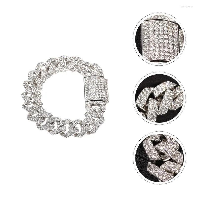 Urok Bracelets Cuban Link łańcuch dla mężczyzn 18 mm stal nierdzewna rhinestone Bransoletka Bransoletka Brzeźba hip -hop biżuteria 20 długa