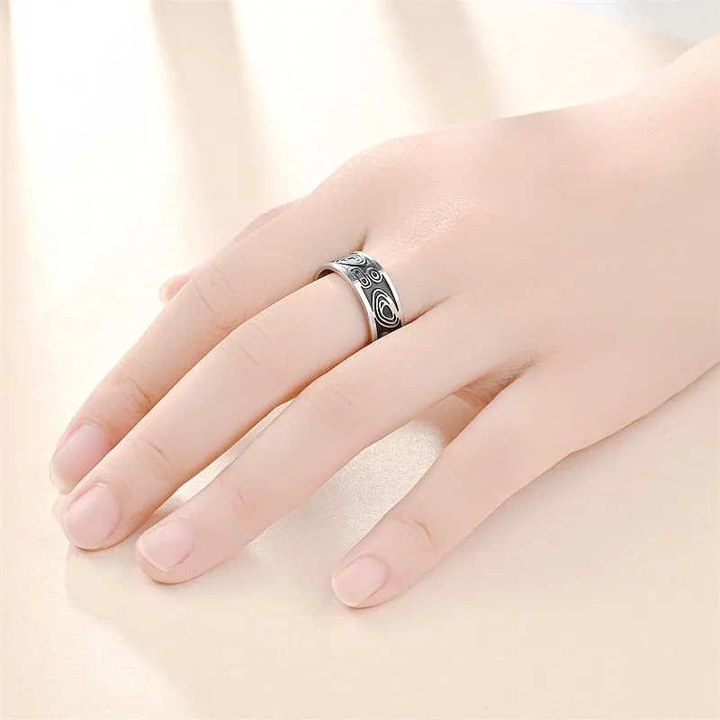 Fashion Titanium Steel Carved Ring Black Classic Ring For Men Wedding Bands Male Jewelry Gift