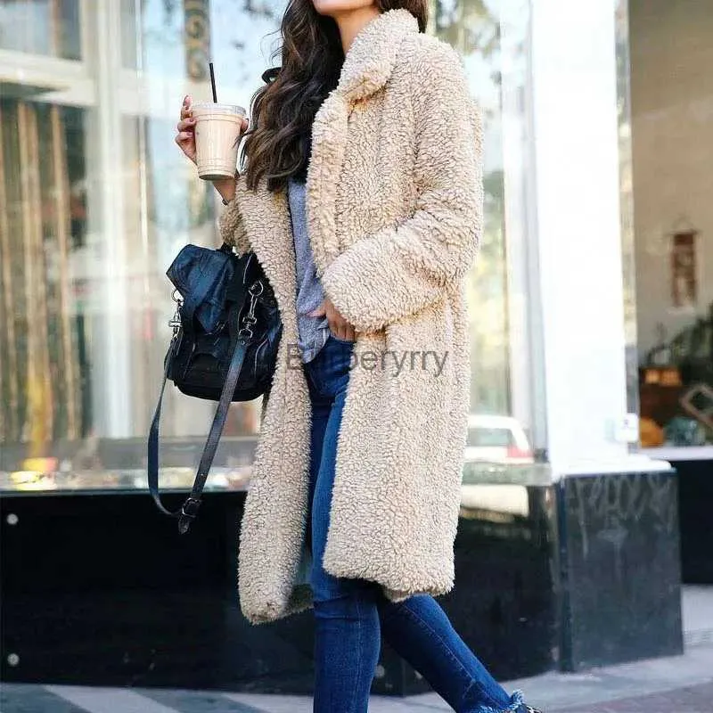 Womens Fur Faux Fur Autumn Winter Long Teddy Coat Woman Faux Fur Coat 2022 Ladies Thick Warm Fur Jacket Fe Plush Teddy Coat Fluffy OutwearL231007 From 8 09 DHgate