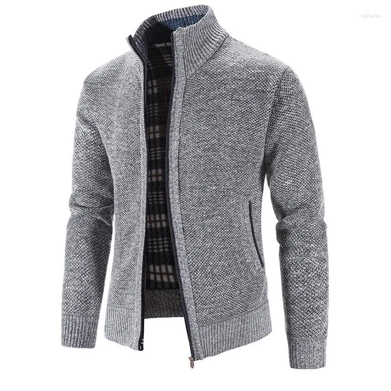 Men's Sweaters Autumn Winter Velvet Thick Warm Knitwear Jacket Coat Youth Slim Fit Thread Cardigan Streetwear Sweater