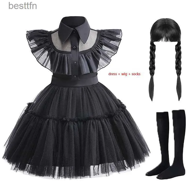 Тематический костюм LZH, детский костюм «Среда Аддамс», для девочек, Vestidos, детские карнавальные платья на Хэллоуин, день рождения, От 1 до 6 летL231007