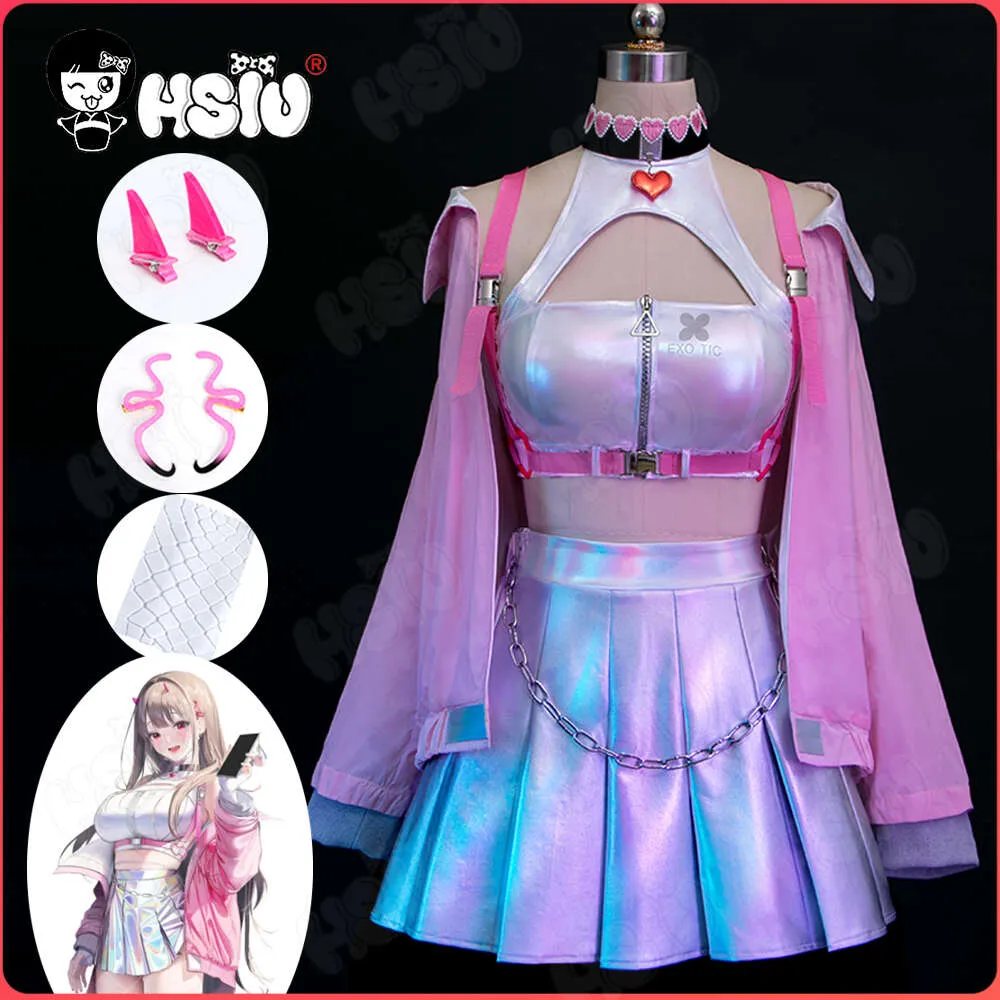 Viper Cosplay Costumes Wig Game Godin Van Victory Nikke Cosplay Hsiu Sexy Roze Glitter Short Skirtcosplay