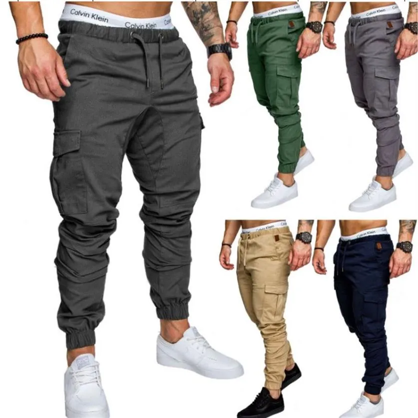 Mens Joggers Sweatpants Casual Men byxor Overalls Militär taktik byxor Elastiska midjelastbyxor Fashion Jogger Pants302R