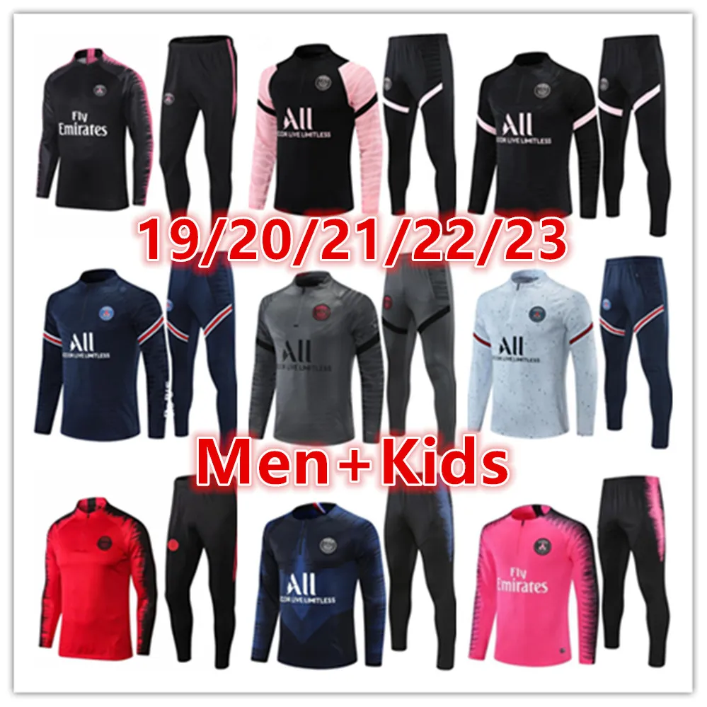 Chandal Tuta Tracksuits Terno de Treinamento Maillot Futebol 18 19 20 21 PSGes Homens Futebol Treino Jerseys Kit Survetement Foot 22 23 Paris Mens Kids Soccer Tracksuit Set