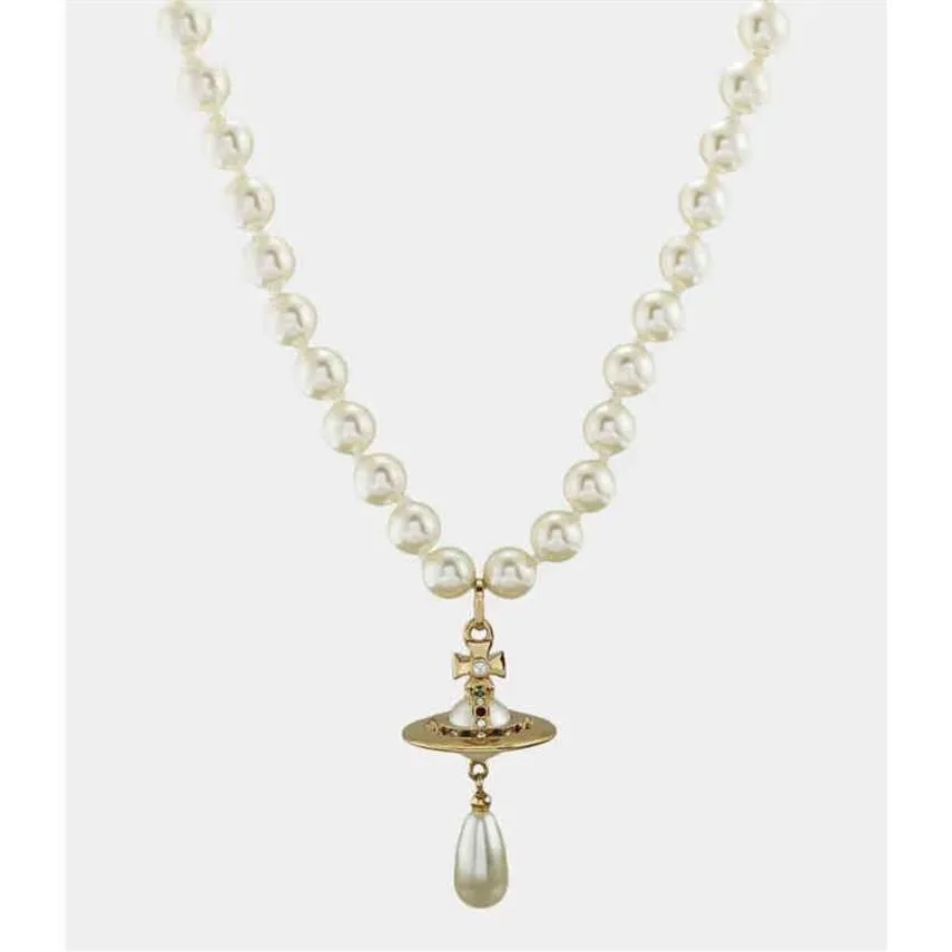 Chaîne de perles de luxe collier ras du cou Satellite élégant pendentif clavicule collier Punk perles baroques colliers de déclaration de mariage Par231D