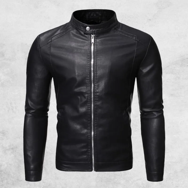 Motorcycle Apparel Men Slim PU Leather Jackets Autumn Winter Warm Outwear Zipper Closure Stand Collar Faux Black Biker Coat