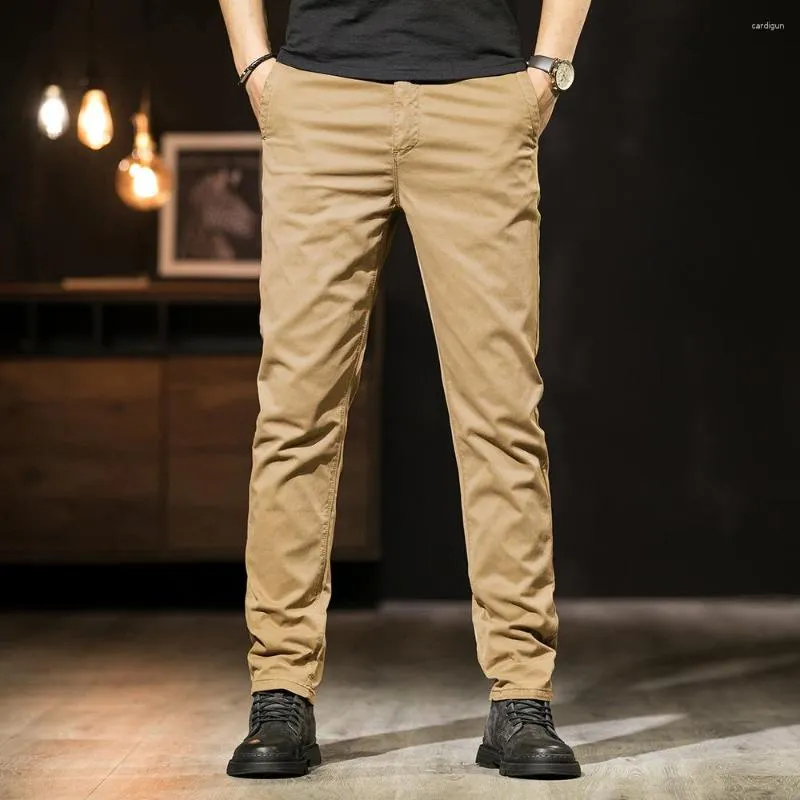 Fatos masculinos Elmsk Primavera Calças Casuais Urbano Simples Tubo Reto Elástico Textura Tecido Coreano Moda Algodão