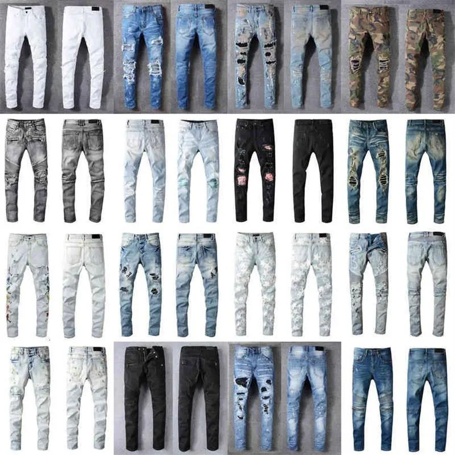 Роскошные дизайнерские джинсы с потертостями, французская мода Pierre Straight, мужские байкерские эластичные джинсовые повседневные джинсы, мужские узкие брюки253p