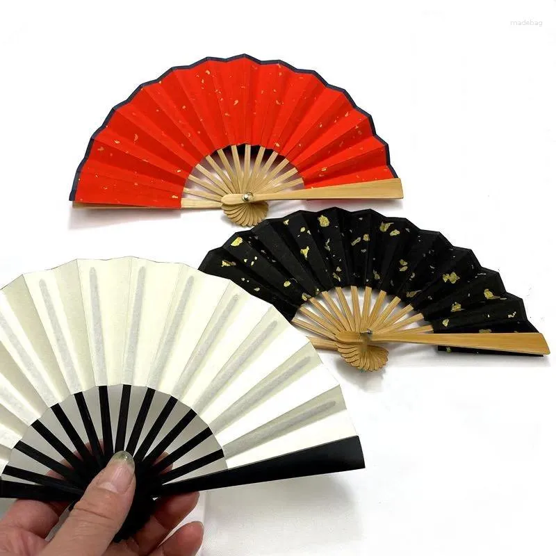 Decorative Figurines 5.12 Inches Mini Xuan Paper Portable Pocker Fan Black Red White Gold Chinese Hand Held Fans Women Bamboo Folding