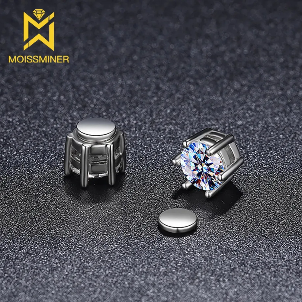Sterling Silver Hoop Huggie Earrings for Women and Men S925 Magnetic Ear Studs Jewelry Perfect for Sensitive Ears GRA Certified 231005