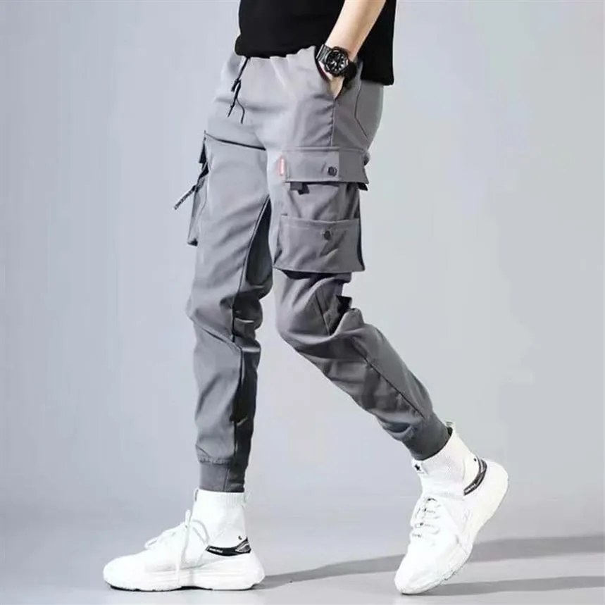 Hip Hop Hommes Pantalones Hombre High Street Kpop Pantalon Cargo Décontracté Beaucoup de Poches Joggers Modis Streetwear Pantalon Harajuku Pour Men226r