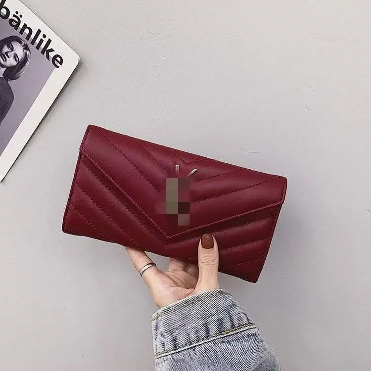 Classic fashion diamond long card bag Holding bag magnetic buckle folding wallet multi-position card bag 19*3*11