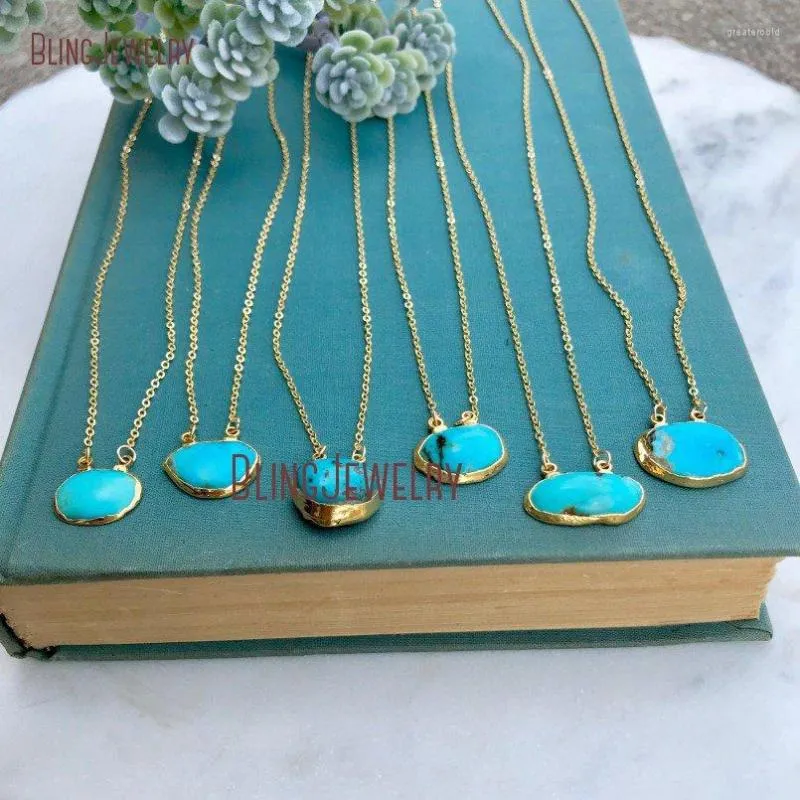 Pendant Necklaces Minimalist Necklace Double Bail Turquoises Boho Rough Cut Freeform NM11597