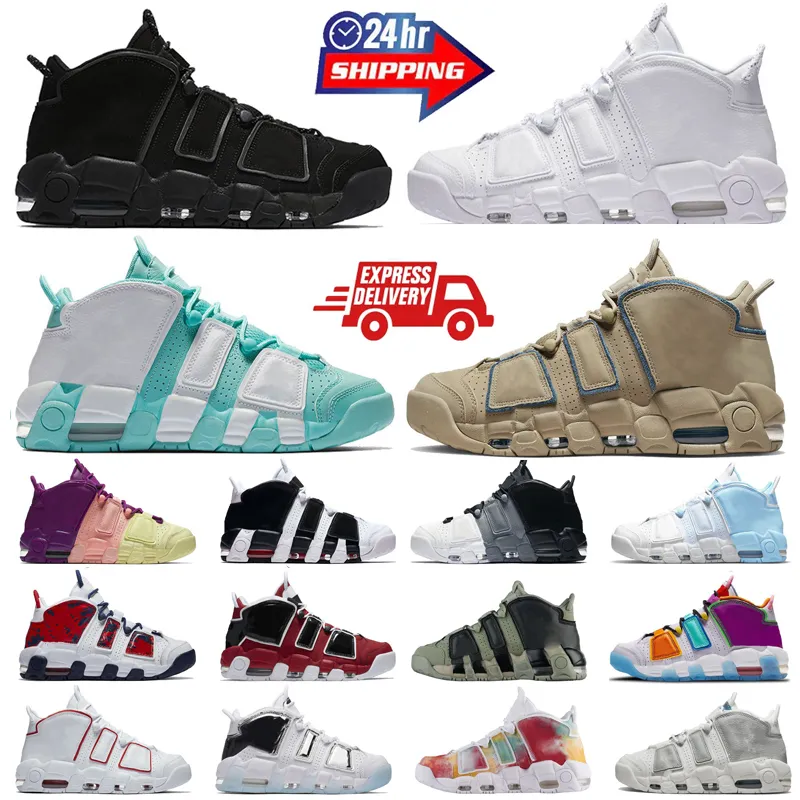 Mais Uptempo Sapatos de Basquete para Homens Mulheres Scottie Pippen Triplo Preto Branco OG Mens Mulheres Treinadores Ao Ar Livre Sapatilhas EUR 36-45