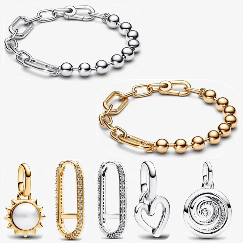 2023 autunno nuovo argento 925 perline di fascino braccialetti per le donne orecchino pendente di moda designer gioielli di fidanzamento regalo fai da te fit Pandoras ME scintillante stella braccialetto set