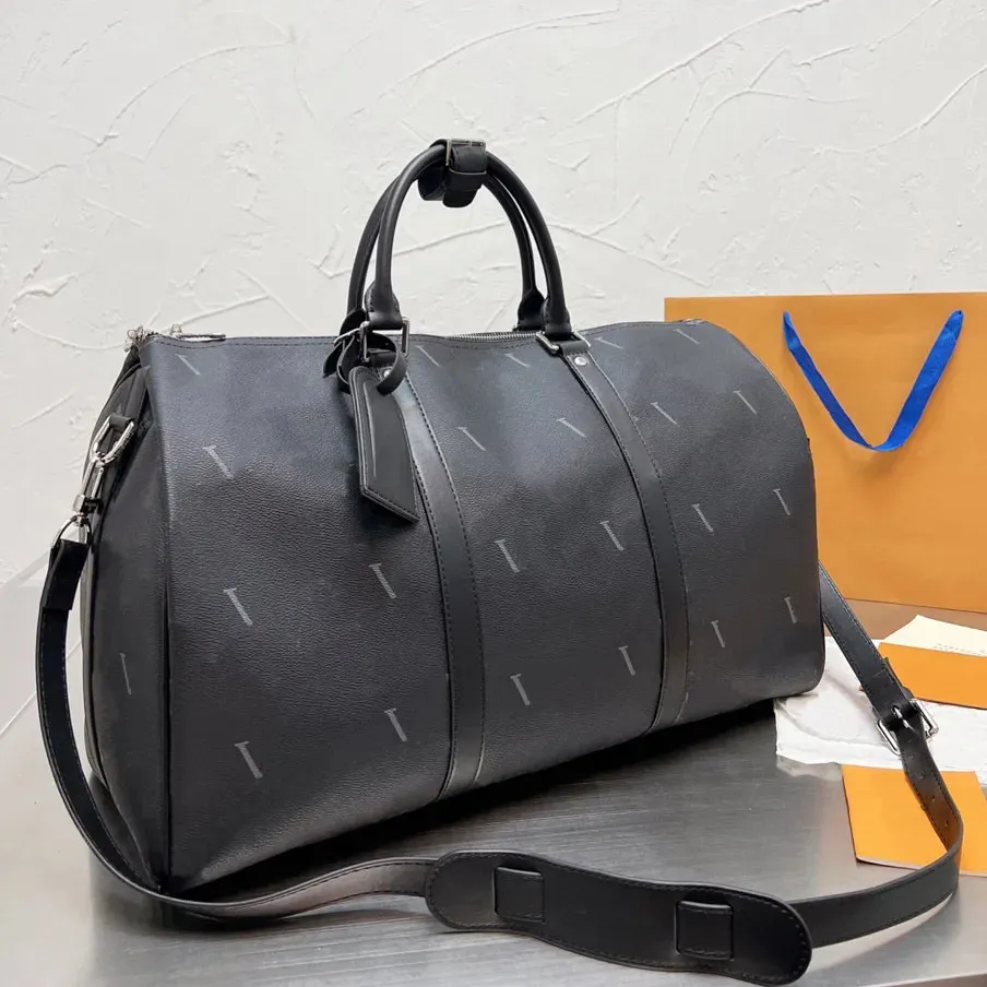 Borsa per bagagli 50CM Borsa da viaggio ad alta capacità per donna e uomo Borsa a spalla in vera pelle Borsa alla moda Borsa a tracolla con fondo Borsa da fitness Borsa da fitness