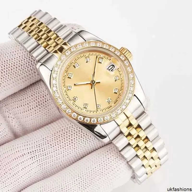 Swiss Diamond Watches Rolaxs handledsklocka 2023 Hot Seller Womens Watch 28mm 31mm 36mm män tittar på 40 mm rörelse rostfritt stål kvinna rörelse Sier Gold Diamond B HBR2