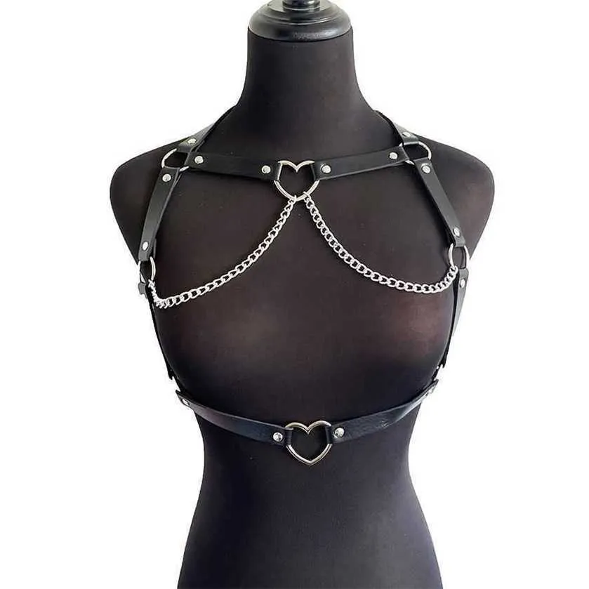 nxy giocattoli del sesso per uomini BDSM Bondage Donne sexy Catena Reggiseno Harness Pu Pelle regolabile Lingerie erotica Corpo Gotico Reggicalze Biancheria intima Harajuku Punk