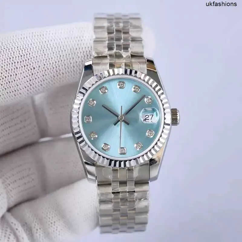 Relógio de diamante autêntico Rolaxs Relógios 31mm 28mm tamanho relógio de pulso de diamante para presentes de festival feminino com mostrador de cor sólida montre femme mecânico totalmente automático HBXC