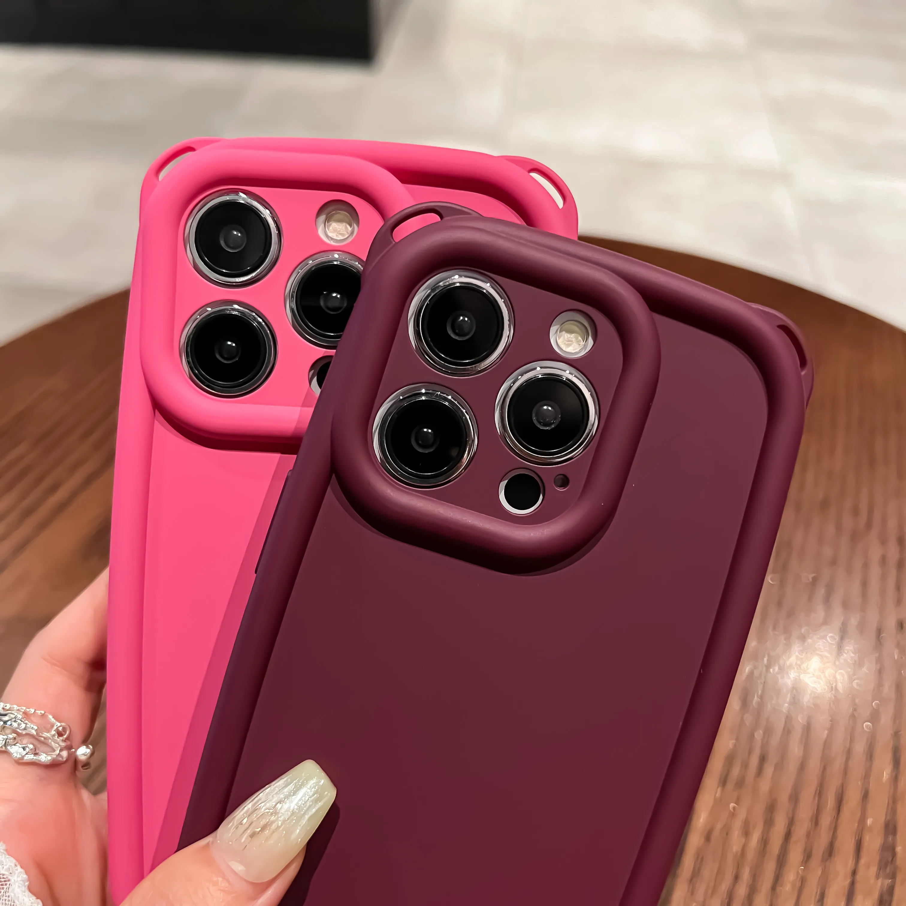 Funda TPU transparente mate rosa para iPhone 15 Pro Max