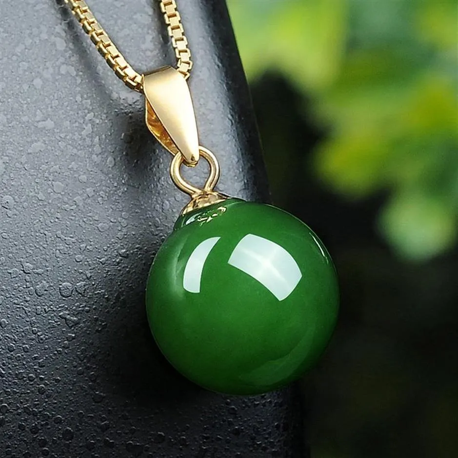 Fashion concise green jade crystal emerald gemstones pendant necklaces for women gold tone choker jewelry bijoux party gifts Q1127248v