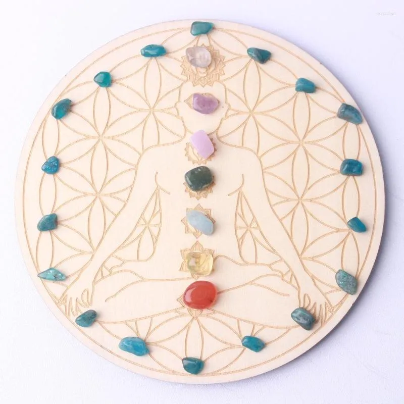 装飾的な置物磨かれた宝石風シュイクリスタルプランクルーンパターン瞑想セット（15cm）