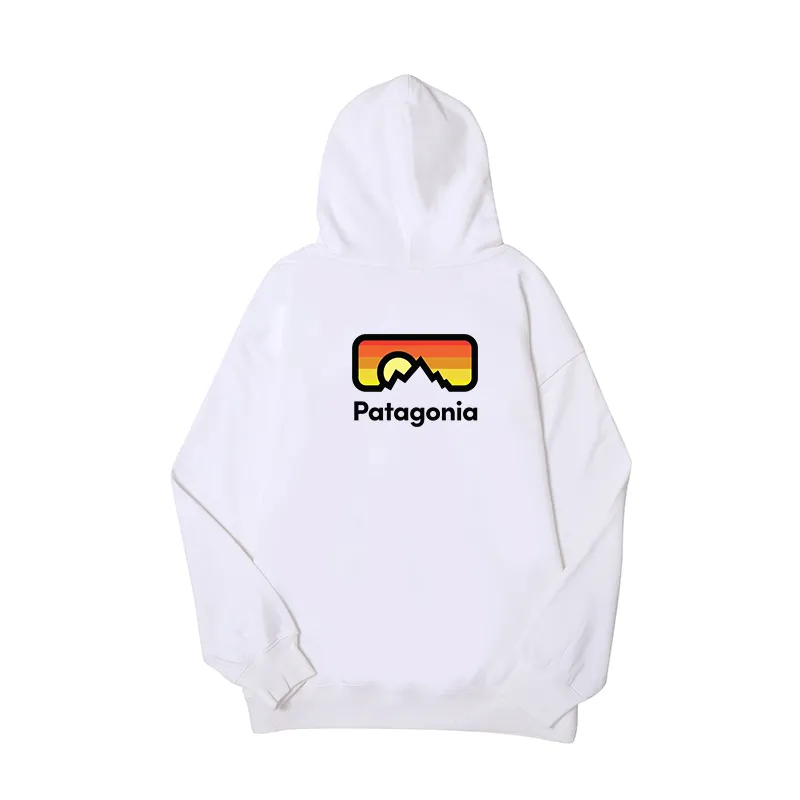 Nya herrematagonia runda hals tröja klassiskt tryck personligt par långärmad hoodies tryck klassisk mode pullover toppkläder