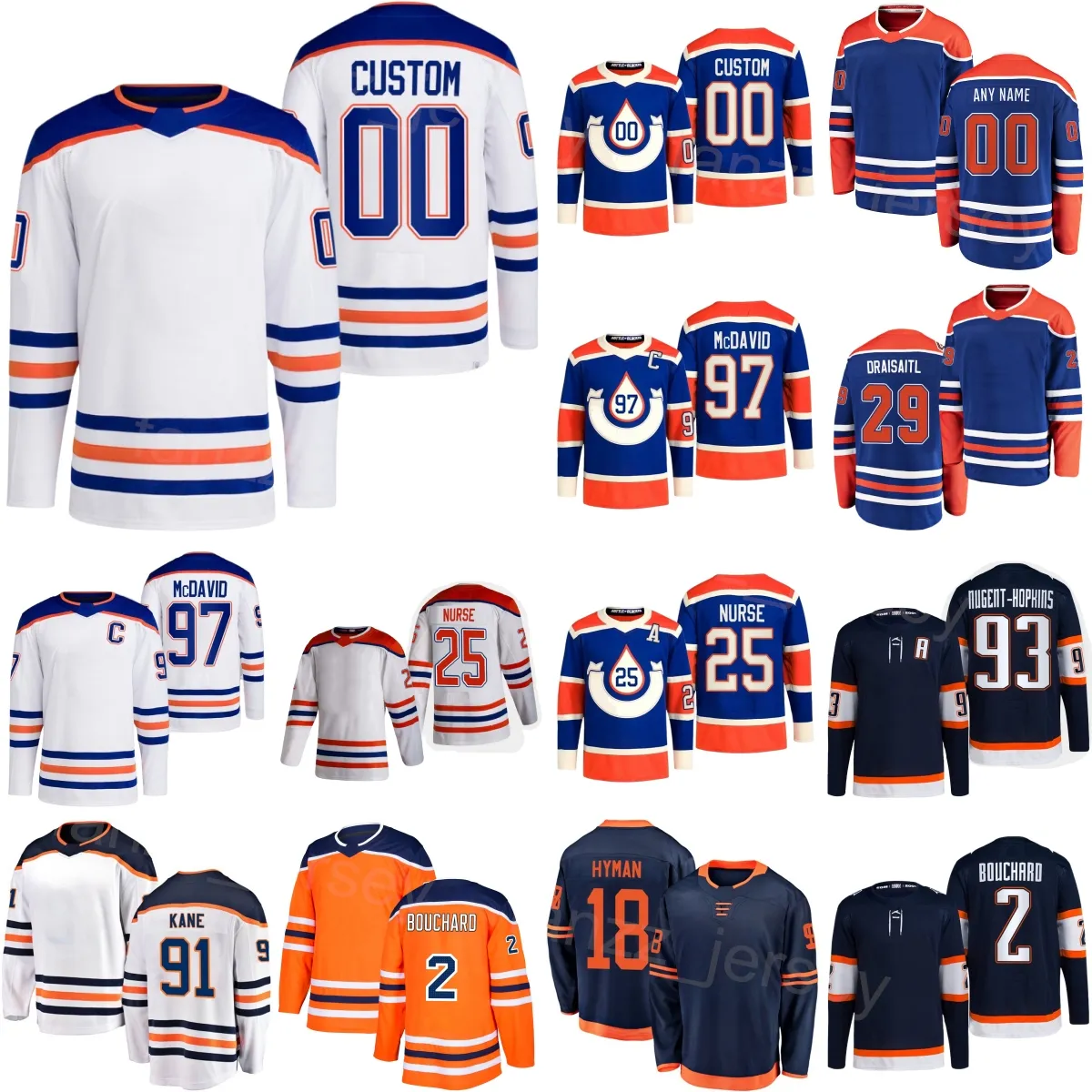 Heritage Classic Hockey 18 Zach Hyman Jersey 25 Darnell Nurse 2 Evan Bouchard 91 Evander Kane 97 Connor McDavid 29 Leon Draisaitl 93 Ryan Nugent-Hopkins Man Woman Kid