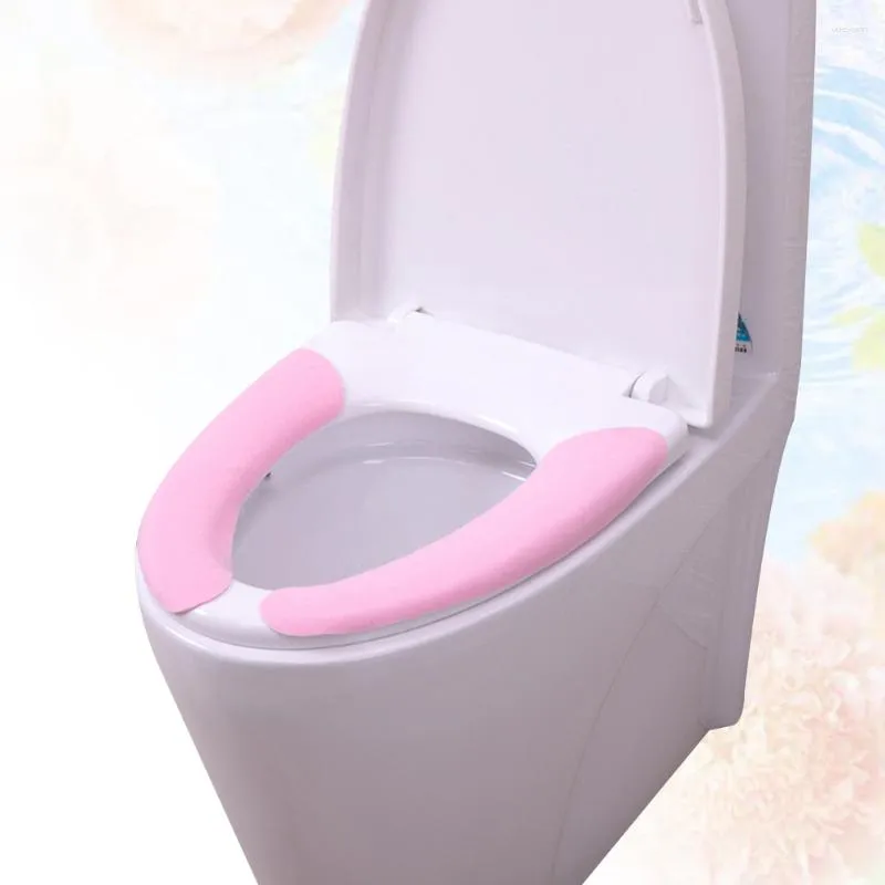 Toalettstol täcker 7 par statiska filtkuddar vinter varm sidmatta (slumpmässig färg)