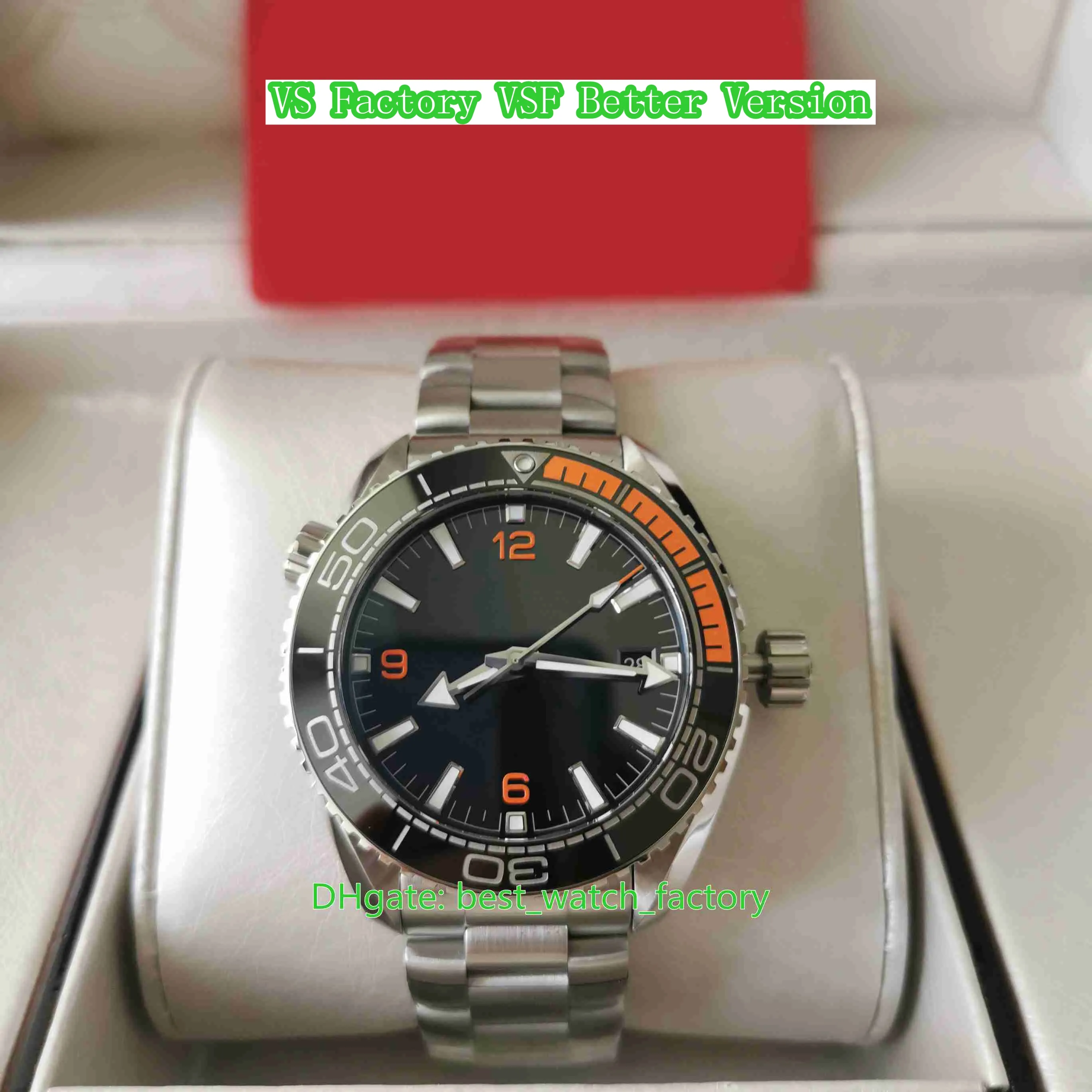 VS Factory Mens Watch VSF Bättre version 43.5mm Oceanaxial 600m Orange Ceramic Bezel 904L Steel Watches Cal.8900 Rörelse Mekaniska automatiska armbandsur