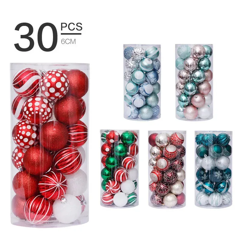 Christmas Decorations 30pcs Christmas Ball 6cm Xmas Tree Ball Ornament Hanging Pendant Christmas Decoration Navidad Year Christmas Gift 231006