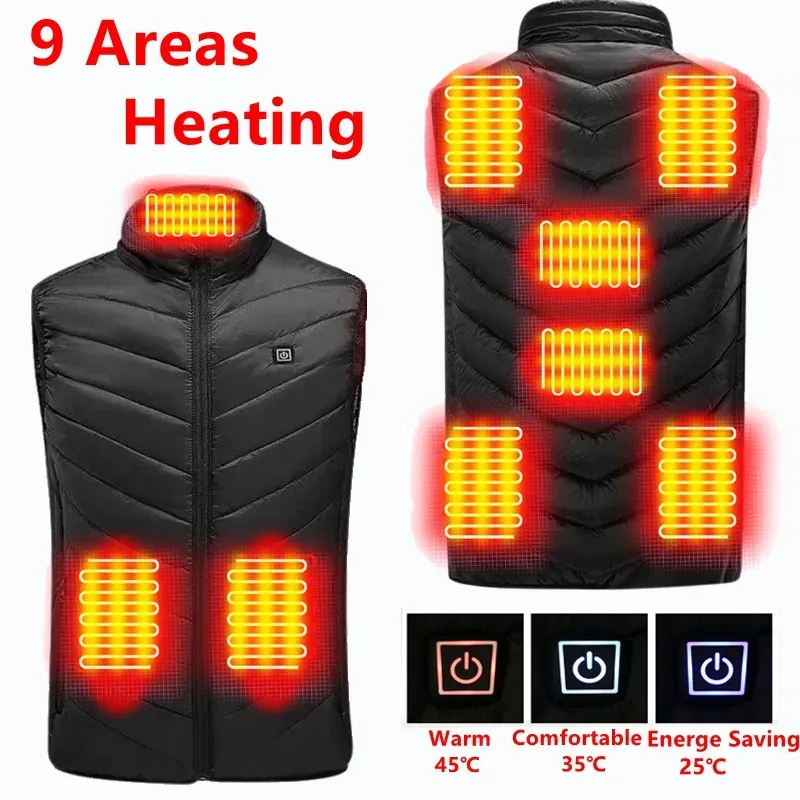 Damesvesten Heren 9 Zones Verwarmde jas USB Winter Outdoor Elektrische verwarming Jas Kleding Thermisch vest voor de jacht Sport Warme taille jas 231007