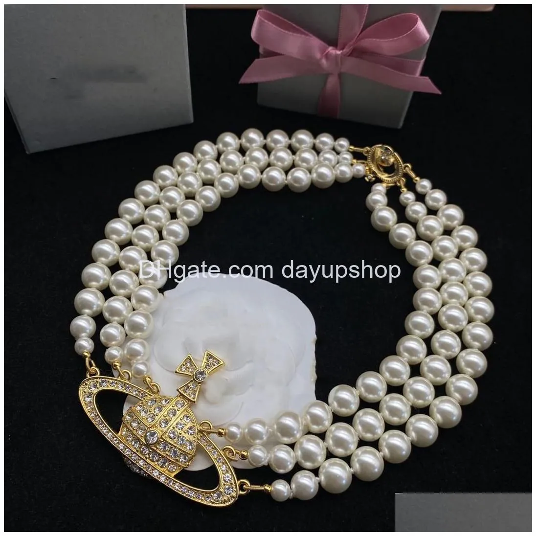 designer pendant necklaces letter vivian chokers luxury women fashion jewelry metal pearl necklace cjeweler westwood yuiyew345as