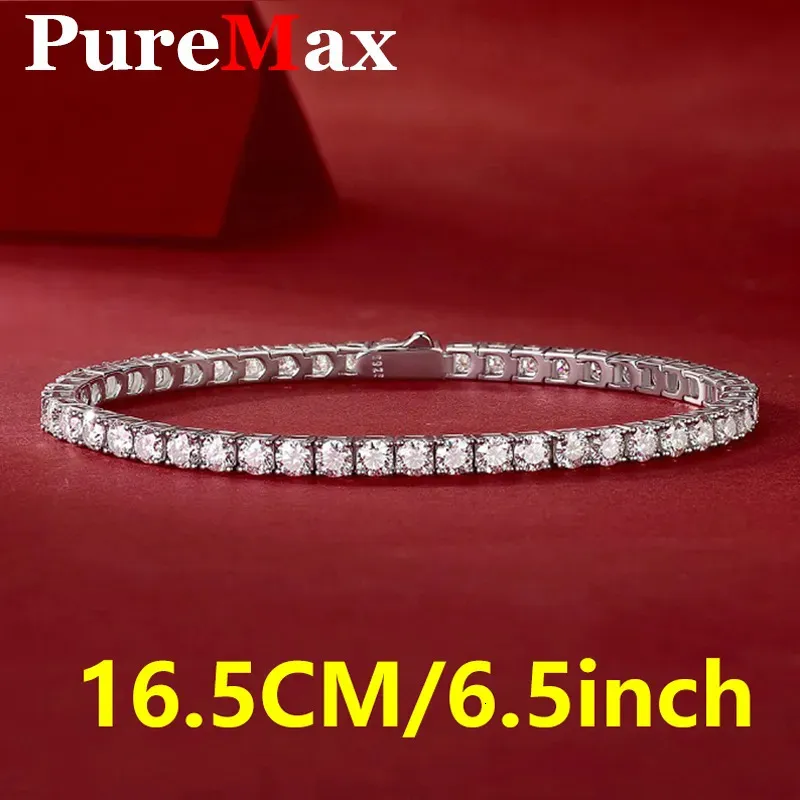 Bangle Puremax Tennis Armband 925 Sterling Silver Plated White Gold Armband For Women Man Sparkling Party Jewely 231005