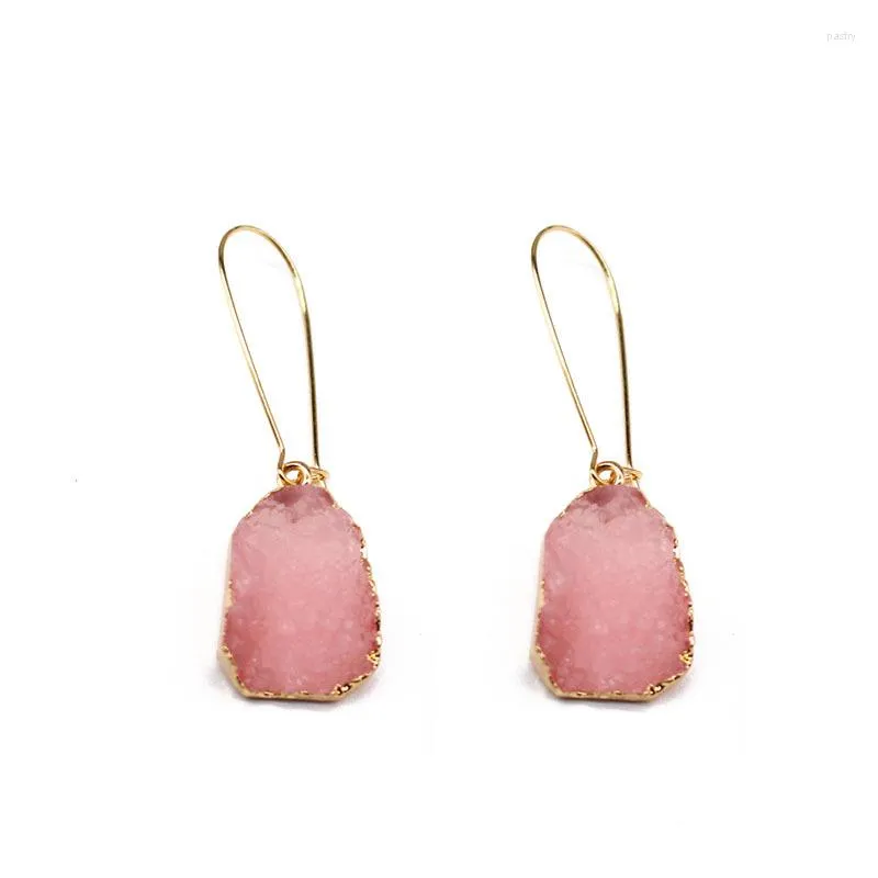 Dangle Brincos Imitação de Cristal Bud Pedra Natural Irregular Quartz Drop Mulheres Moda Jóias 2023