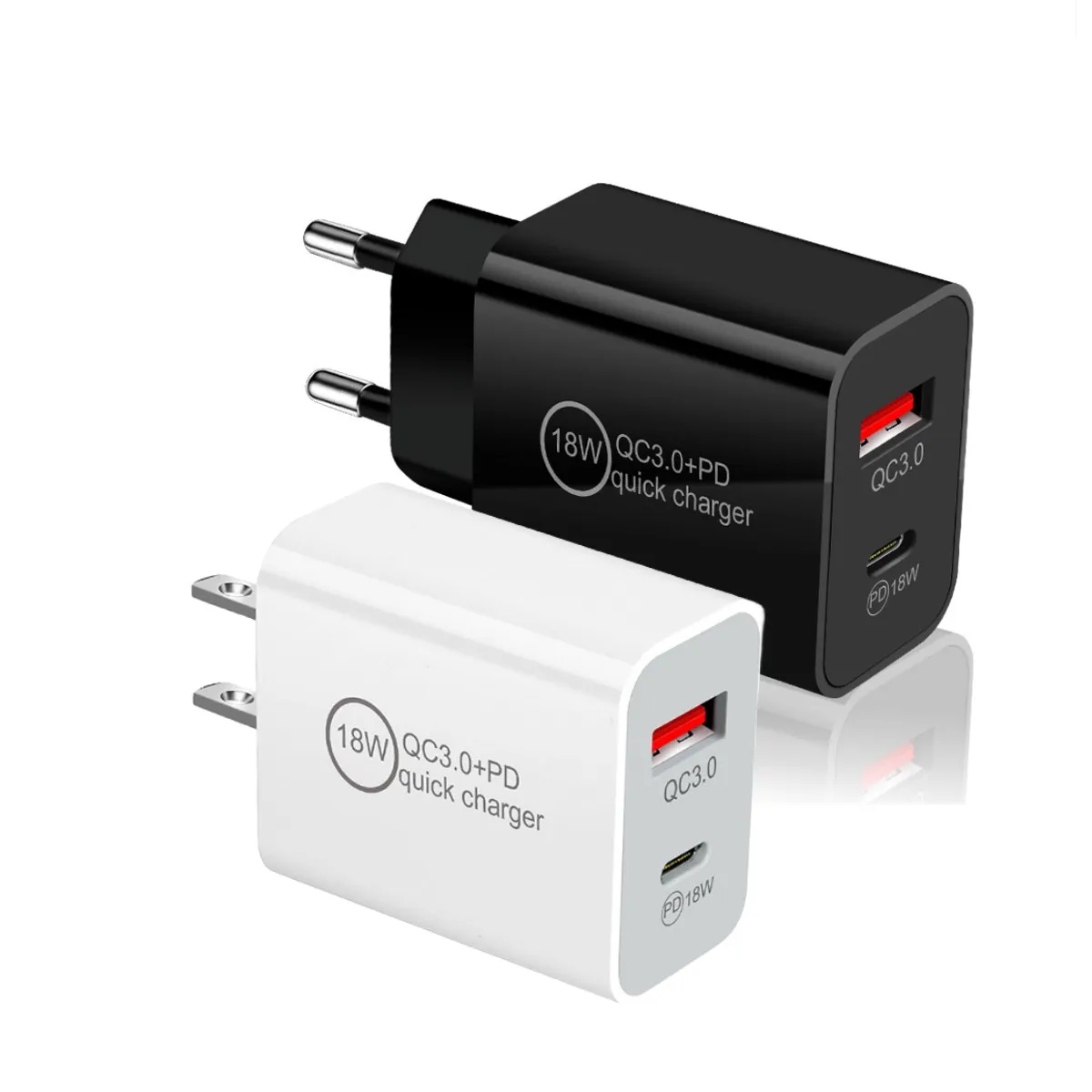 Universal 2.4A المنافذ المزدوجة من النوع C USB-C PD EU EU US CARTRACTER ADAPERS FOR IPHINE