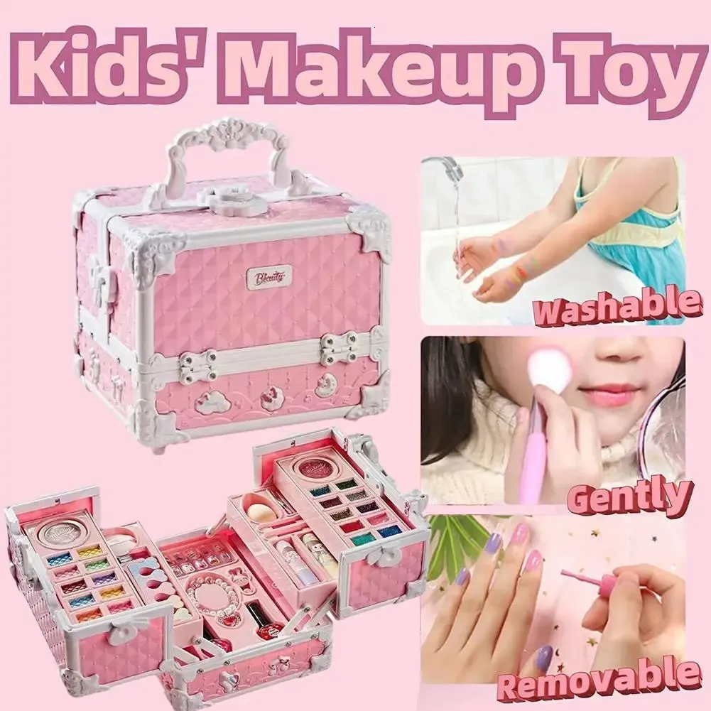  Juguetes de maquillaje para niñas – Maquillaje seguro y lavable  para niños, kit de maquillaje para niñas, kit de maquillaje real para niñas  pequeñas, regalos de cumpleaños de princesa para niñas